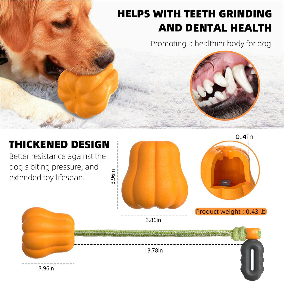 Bandoga Pumpkin Fetch Toy – robustes & interaktives Hundespielzeug