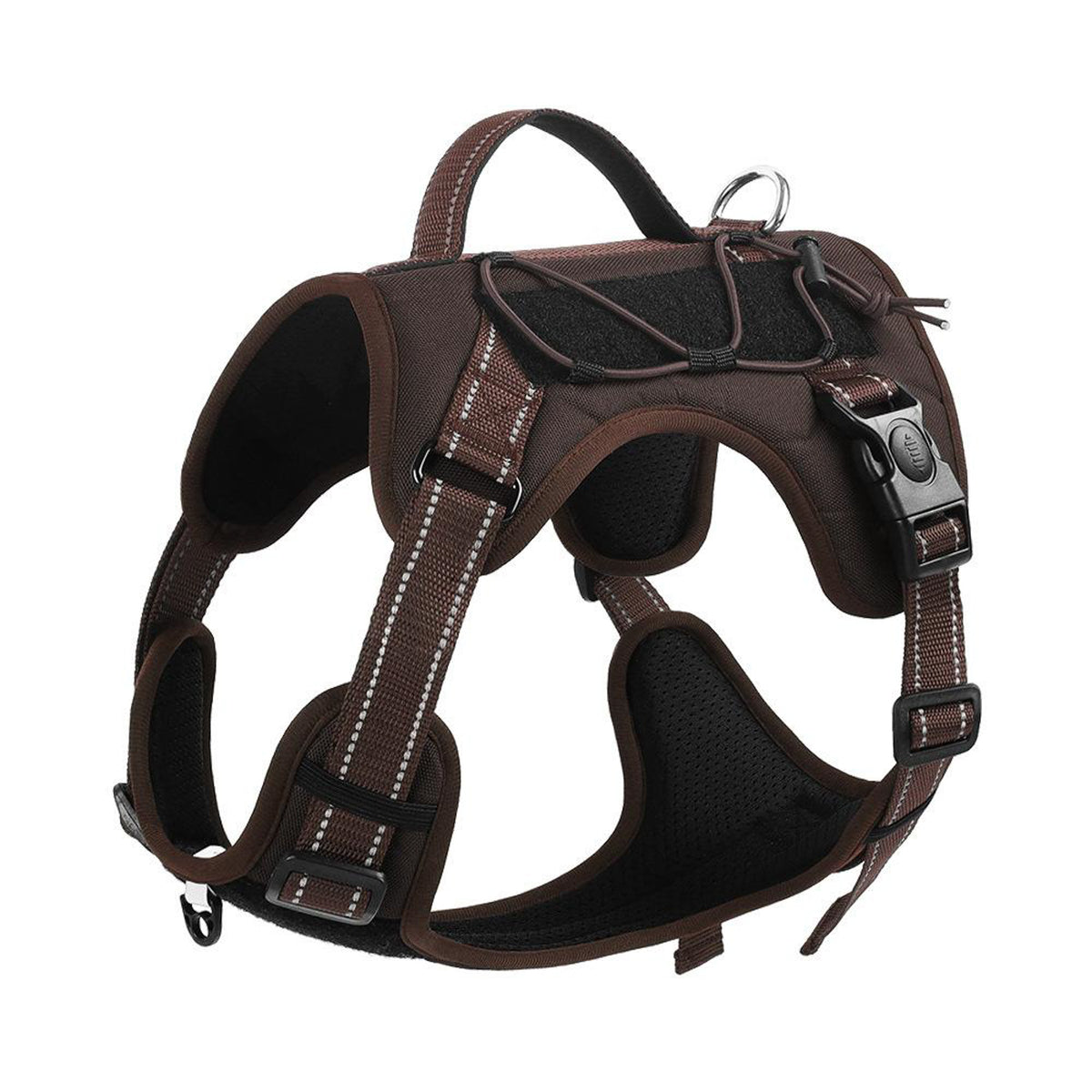 Bandoga Y-shaped dog harness in brown with grip handle and reflective stitching